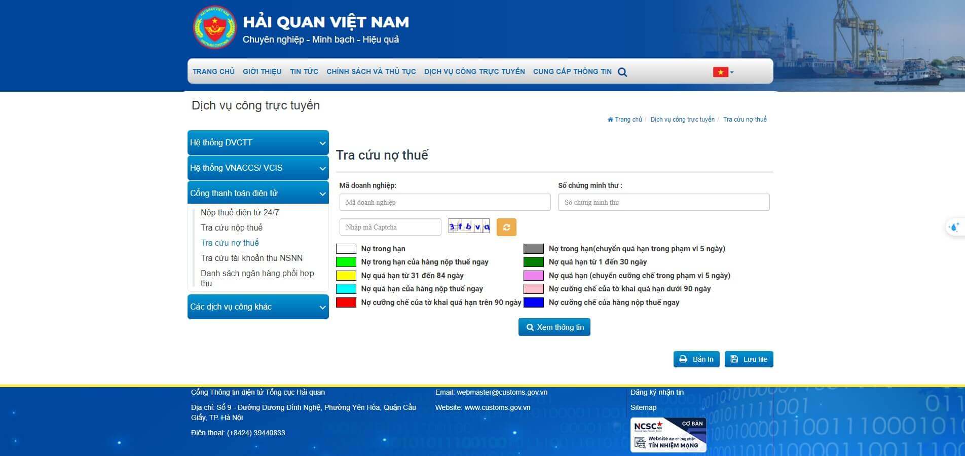Hồ sơ, thủ tục xác nhận không nợ thuế Hải Quan 7 Tra cứu nợ thuế hải quan